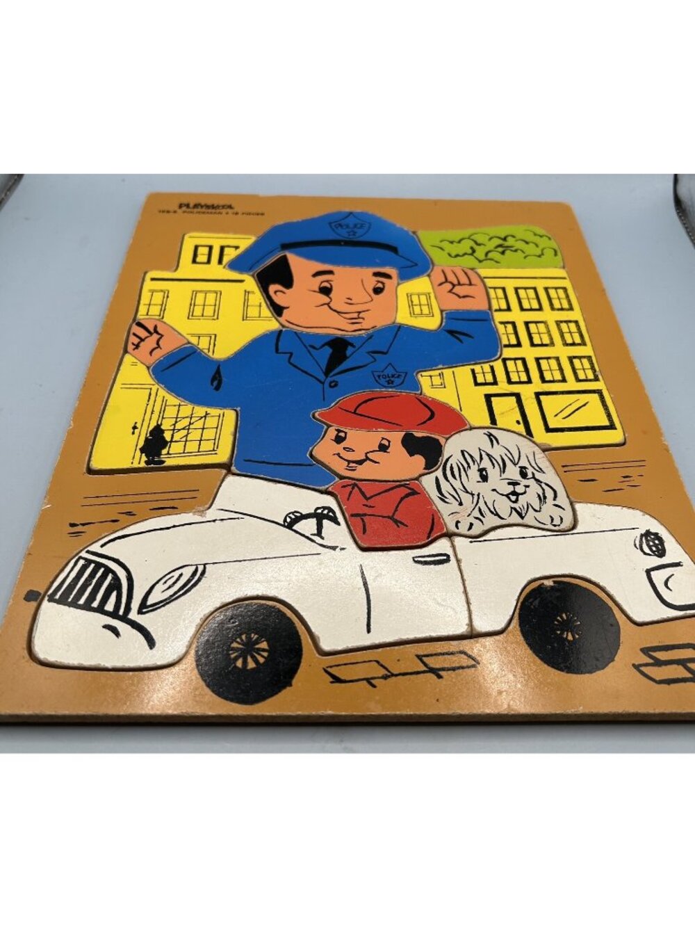 Vintage Playskool 195-6 Policeman Wooden Puzzle Puzzle